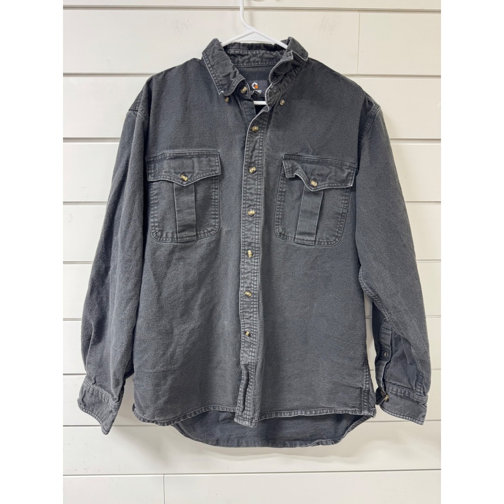 Guide Gear Mens Flannel Shirt L Black Cotton Long Sleeve Button Down Workwear